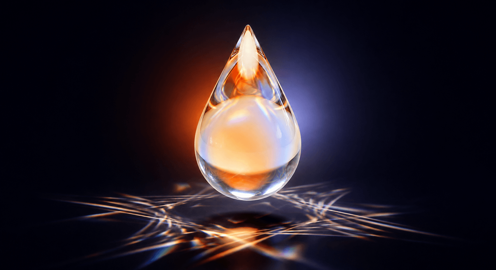 Glass droplet · every conversation starts with a single drop